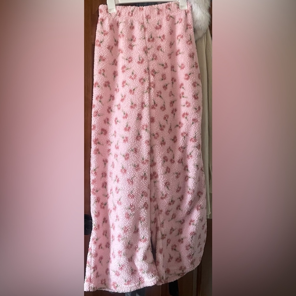 Ruby and Jewell Pink Floral Plush Cozy Pajama Pants